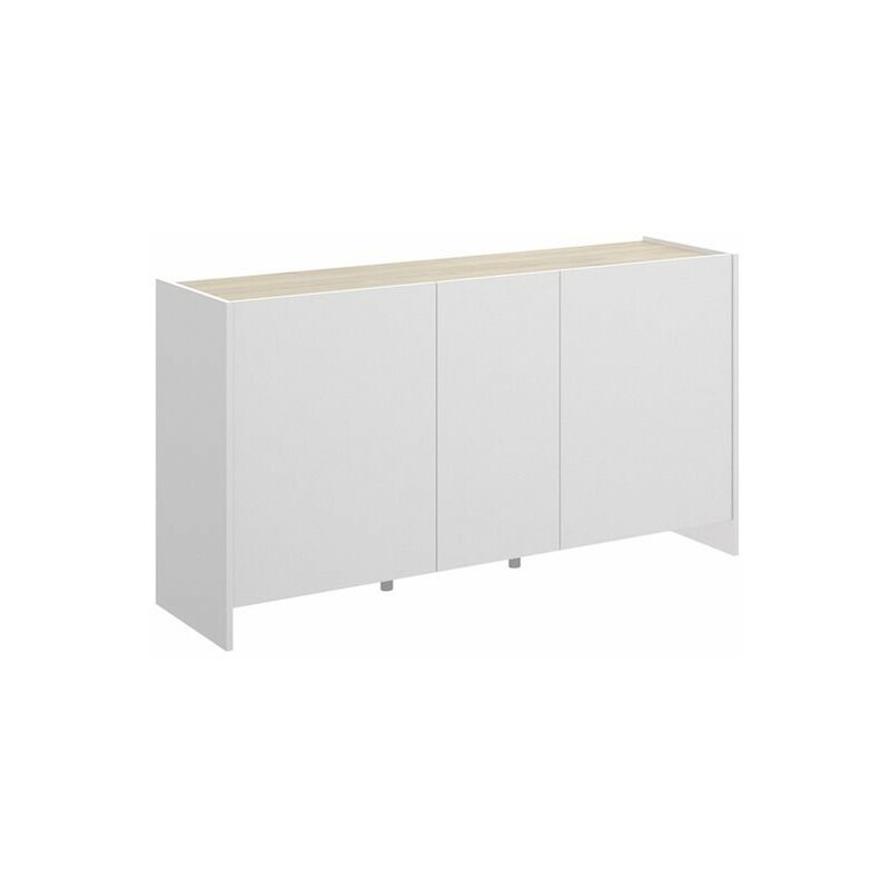 

Comoda Aparador diseño gran capacidad de almacenaje, acabado blanco y natural. Moderno y funcional. Medidas: 76 x 138 x 42 cm (altura x anchura x