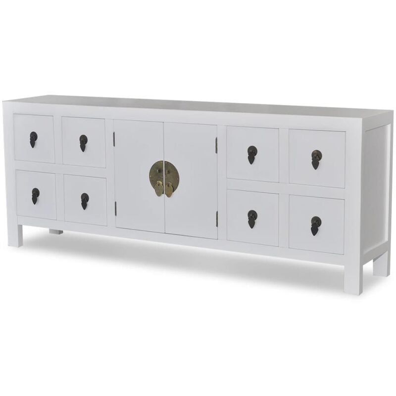 

Aparador de estilo asiático con 8 cajones y 2 puertas madera - Blanco