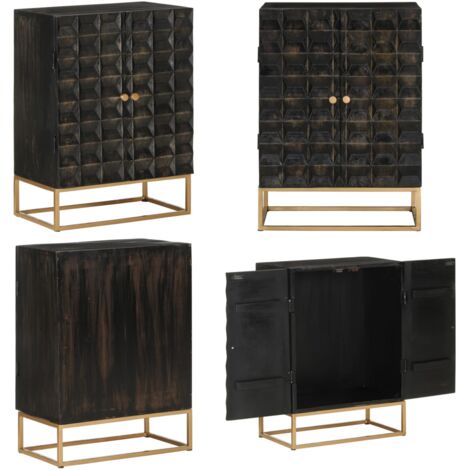 Aparador de hierro y madera maciza de mango negro 55x34x75 cm - Aparador industrial - Madera de mango