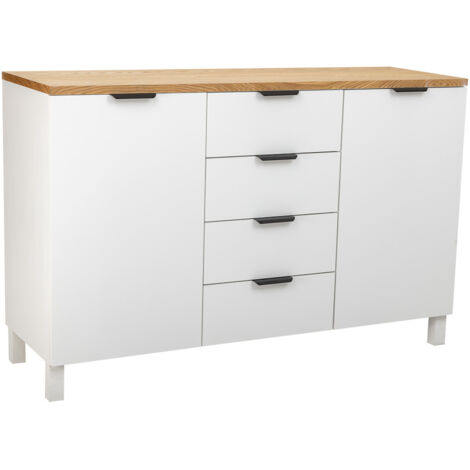 Aparador de madera 4 cajones y 2 puertas 124x40x80h cm