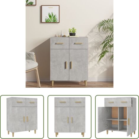 Aparador de madera -  Aparador de madera contrachapada gris hormigón 69,5x34x89 cm