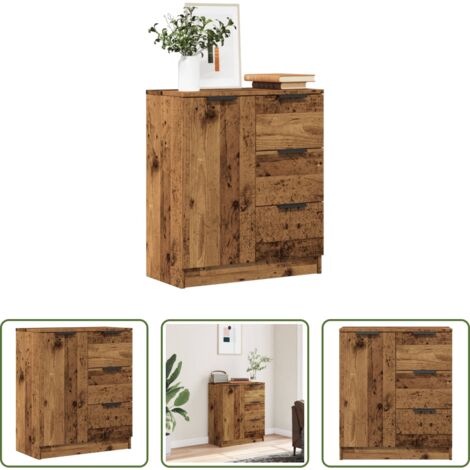 Aparador de madera -  Aparador de madera de ingeniería envejecida 60x30x70 cm