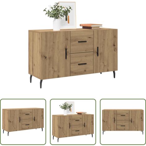 Aparador de madera - Aparador de madera de ingeniería roble artisian 100x36x60 cm