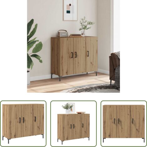 Aparador de madera - Aparador de madera de ingeniería roble artisian 90x34x80 cm