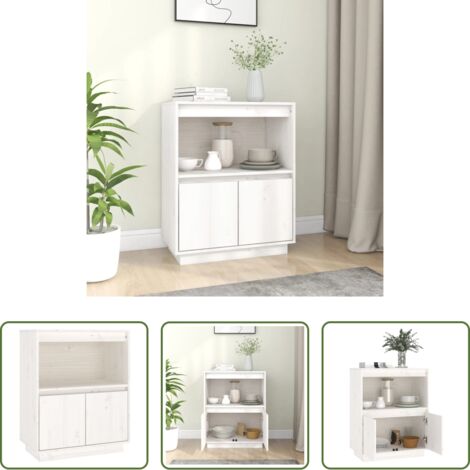 Aparador de madera -  Aparador de madera maciza de pino blanco 60x34x75 cm