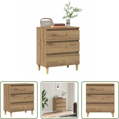 Aparador de madera - Aparador madera contrachapada roble artisian 60x35x70 cm