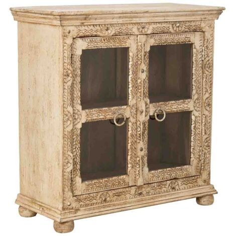 Aparador de Madera artesanal con 2 puertas blanco 97x43x100h cm