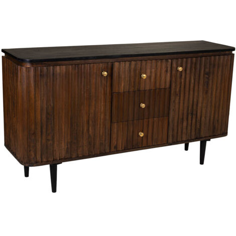 Aparador de madera artesanal negro 147x40x80h cm