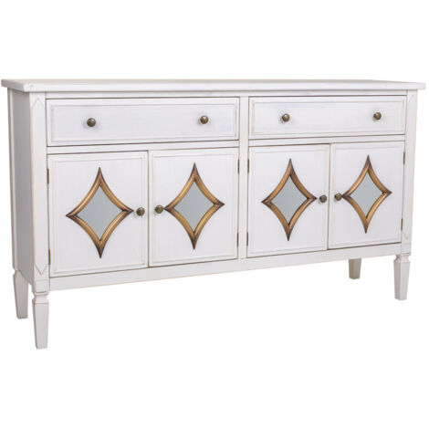 Aparador de madera blanco 140x38x80