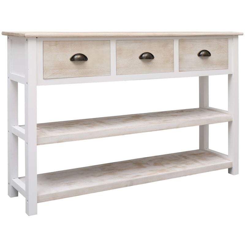 

Youthup - Aparador de madera color natural y blanco 115x30x76 cm - Marrón