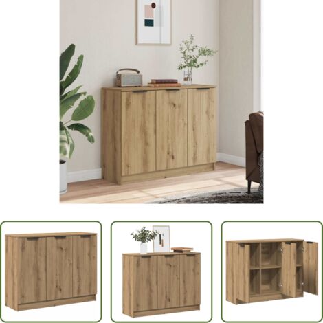 Aparador de madera contrachapada -  Aparador de madera de ingeniería roble artisan 90,5x30x70 cm