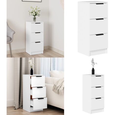 Aparador de madera contrachapada blanco 30x30x70 cm - Aparador blanco - Almacenamiento