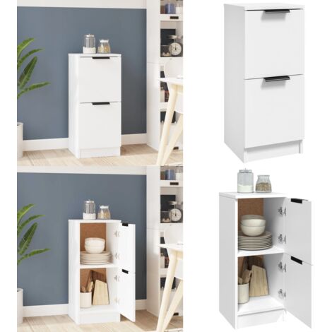 Aparador de madera contrachapada blanco 30x30x70 cm - Aparador moderno - Aparador blanco