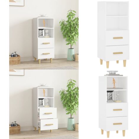 Aparador de madera contrachapada blanco 34,5x34x90 cm - Aparador blanco - Almacenamiento organizado