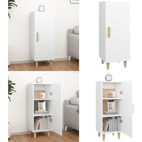 Aparador de madera contrachapada blanco 34,5x34x90 cm - Aparador blanco - Aparador de madera contrachapada