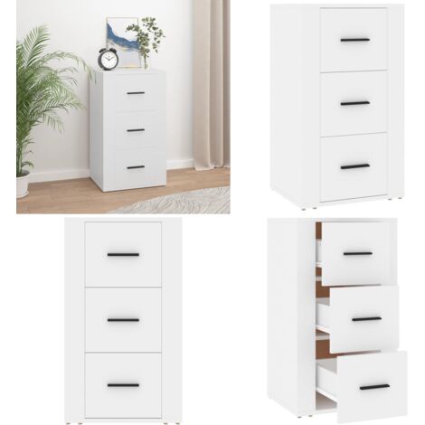 Aparador de madera contrachapada blanco 40x33x70 cm - Almacenamiento - Madera contrachapada