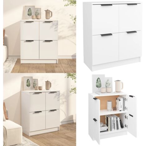 Aparador de madera contrachapada blanco 60x30x70 cm - Almacenamiento organizado - Muebles decorativos
