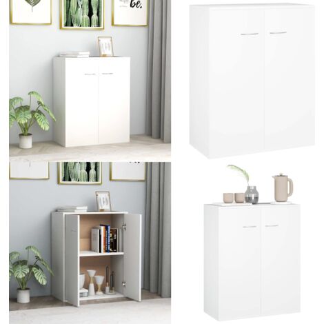 Aparador de madera contrachapada blanco 60x30x75 cm - Aparador blanco - Aparador con compartimentos