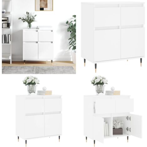 Aparador de madera contrachapada blanco 60x35x70 cm - Almacenamiento - Muebles decorativos