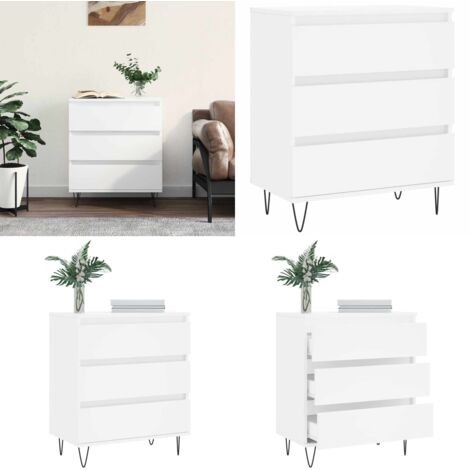Aparador de madera contrachapada blanco 60x35x70 cm - Almacenamiento - Muebles decorativos