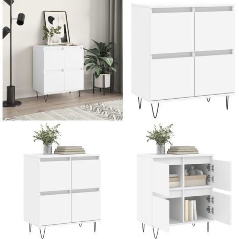 Aparador de madera contrachapada blanco 60x35x70 cm - Almacenamiento - Muebles decorativos