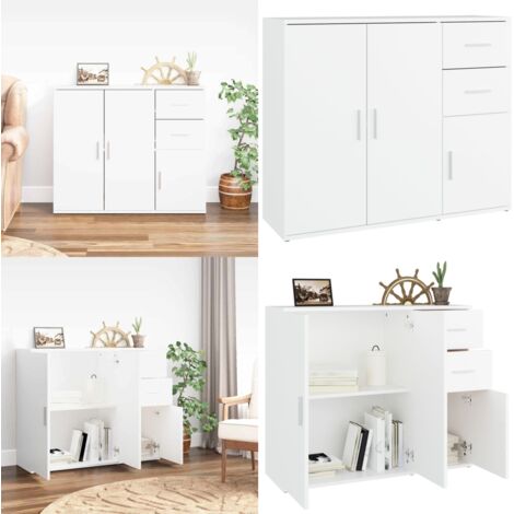 Aparador de madera contrachapada blanco 91x29,5x75 cm - Aparador blanco - Aparador de almacenamiento