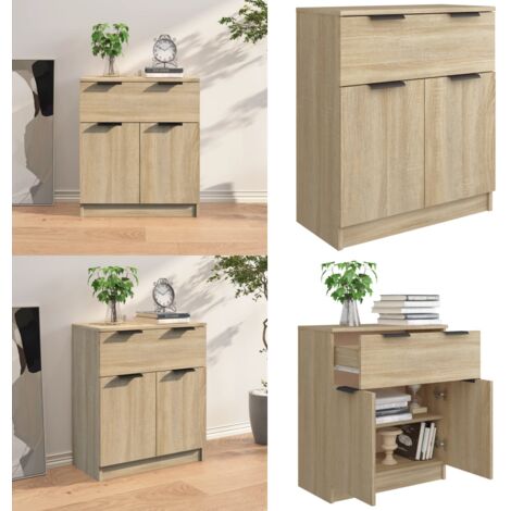 Aparador de madera contrachapada color roble Sonoma 60x30x70 cm - Aparador de roble Sonoma - Aparador moderno