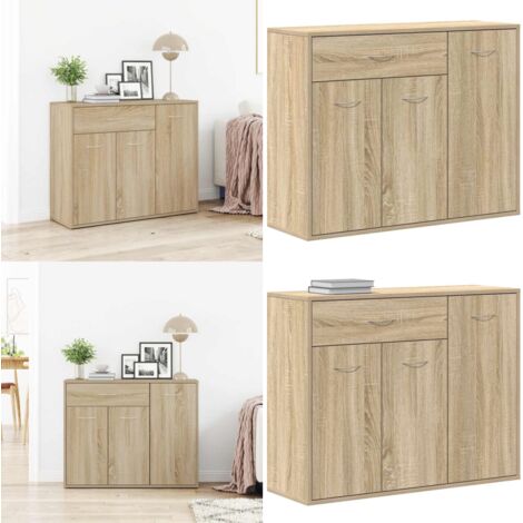 Aparador de madera contrachapada color roble Sonoma 88x30x70 cm - Aparador de roble Sonoma - Aparador de almacenamiento