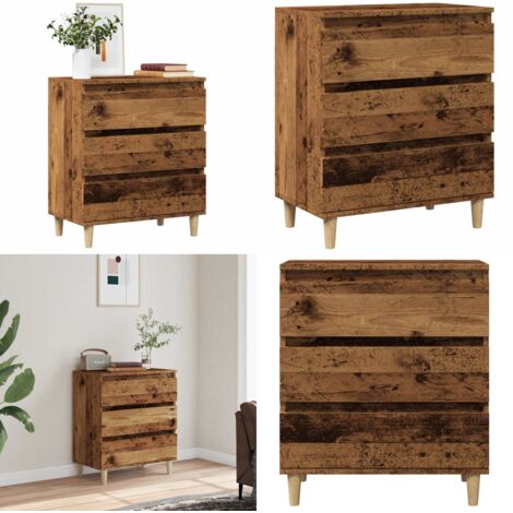 Aparador de madera contrachapada envejecida 60x35x70 cm - Aparador de madera - Mueble de almacenamiento