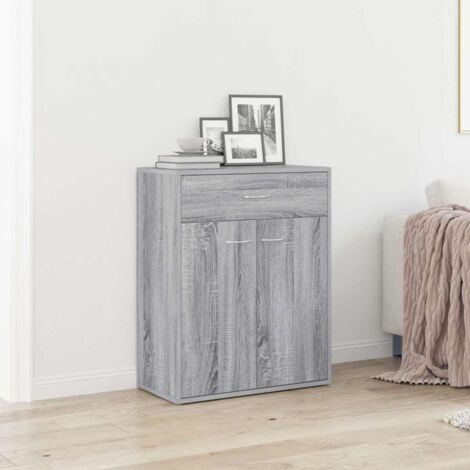 Aparador de madera contrachapada gris 60x30x75 cm
