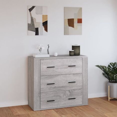 Aparador de madera contrachapada gris  80x33x70 cm