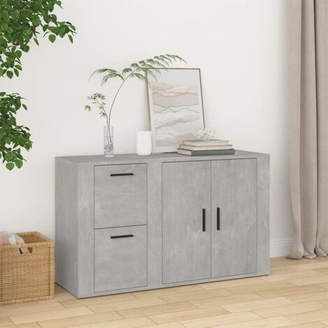 Aparador de madera contrachapada gris hormigón 100x33x59,5 cm vidaXL