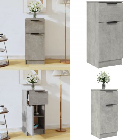 Aparador de madera contrachapada gris hormigón 30x30x70 cm - Aparador gris hormigón - Almacenamiento de libros