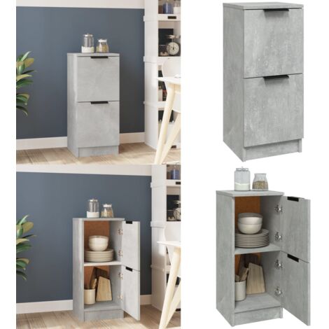 Aparador de madera contrachapada gris hormigón 30x30x70 cm - Aparador gris hormigón - Aparador de almacenamiento