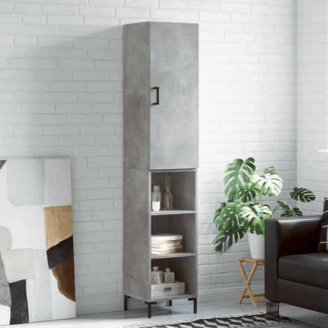 Aparador de madera contrachapada gris hormigón 34,5x34x180 cm
