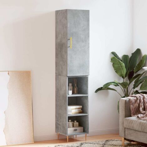 Aparador de madera contrachapada gris hormigón 34,5x34x180 cm