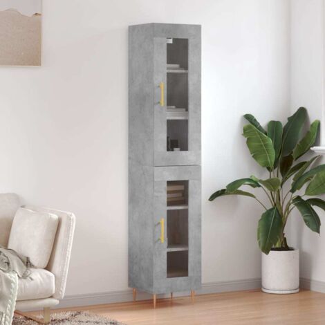 Aparador de madera contrachapada gris hormigón 34,5x34x180 cm vidaXL