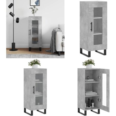 Aparador de madera contrachapada gris hormigón 34,5x34x90 cm - Almacenamiento - Muebles de almacenamiento