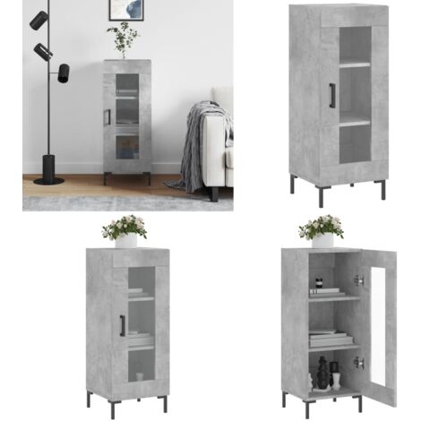 Aparador de madera contrachapada gris hormigón 34,5x34x90 cm - Almacenamiento - Muebles de almacenamiento