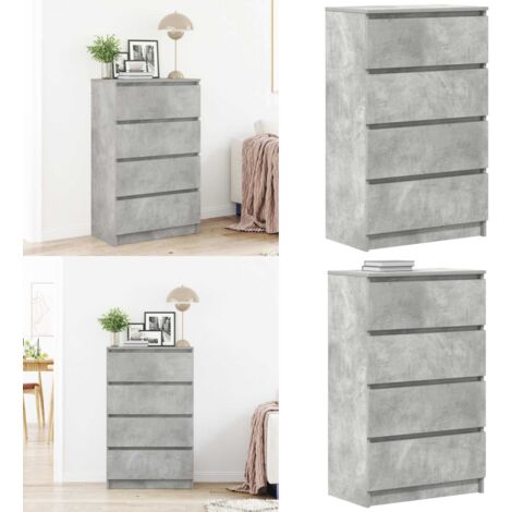 Aparador de madera contrachapada gris hormigón 60x35x98,5 cm - Aparador gris hormigón - Aparador con cajones