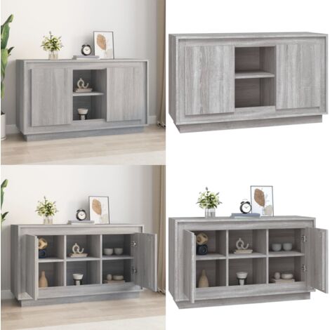 Aparador de madera contrachapada gris Sonoma 102x35x60 cm - Aparador gris Sonoma - Almacenamiento organizado