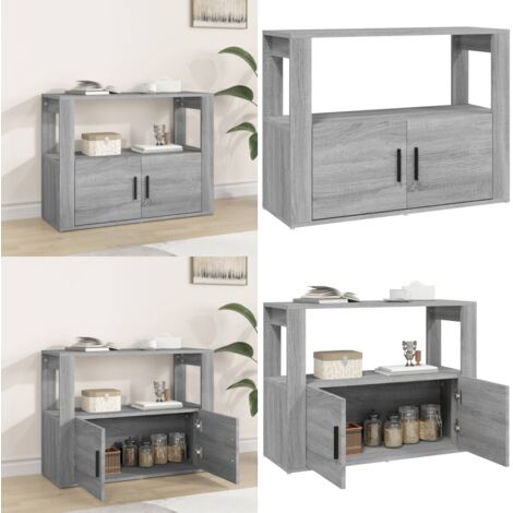 Aparador de madera contrachapada gris Sonoma 80x30x60 cm - Aparador gris - Aparador de madera contrachapada