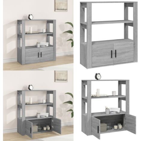 Aparador de madera contrachapada gris Sonoma 80x30x90 cm - Aparador gris - Aparador Sonoma