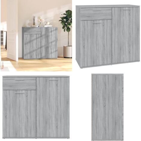 Aparador de madera contrachapada gris Sonoma 80x36x75 cm - Aparador gris - Aparador de madera contrachapada