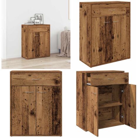 Aparador de madera contrachapada madera envejecida 60x30x75 cm - Almacenamiento - Muebles de madera