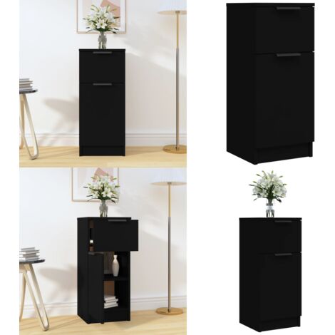 Aparador de madera contrachapada negro 30x30x70 cm - Aparador negro - Muebles de madera contrachapada