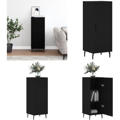 Aparador de madera contrachapada negro 34,5x34x90 cm - Almacenamiento - Muebles modernos