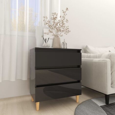 Aparador de madera contrachapada negro brillante 60x35x69 cm vidaXL