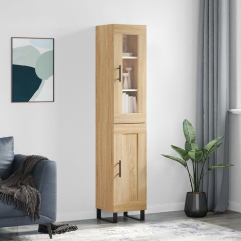 Aparador de madera contrachapada roble  34,5x34x180 cm