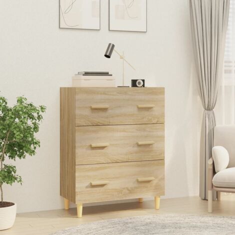 Aparador de madera contrachapada roble 70x34x90 cm